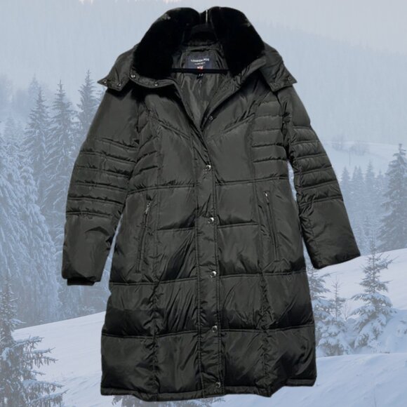 NWT - London Fog Faux-Fur-Trimmed Down Puffer Coat w/Hood - Black - Picture 11 of 12